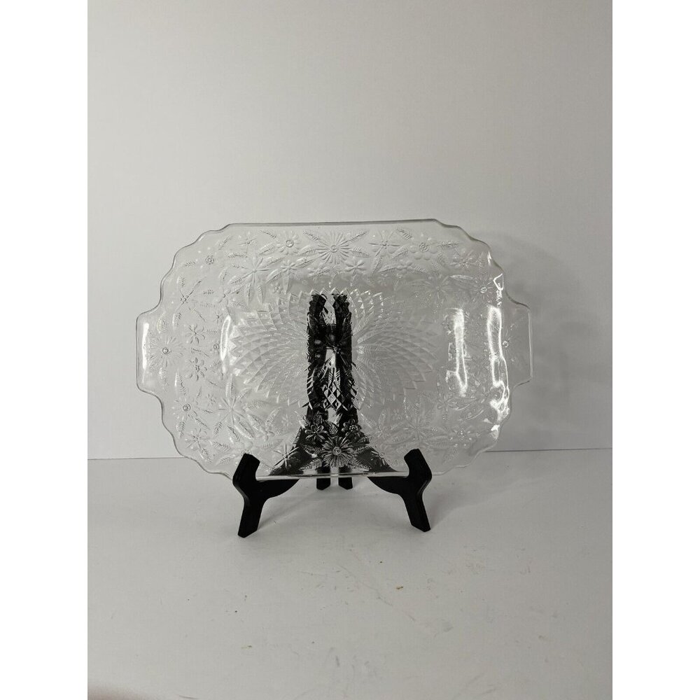 Vintage Indiana Glass Co Pineapple & Floral Pattern Rectangular Serving Platter